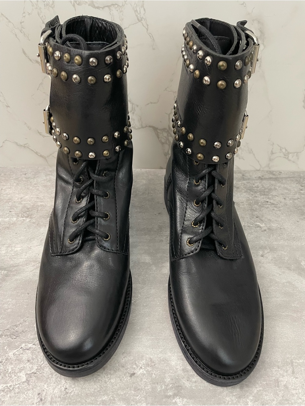 Isabel Marant Etoile Teylon Black Studded Leather Combat Boots US 9 EU 39 NIB - Picture 9 of 16